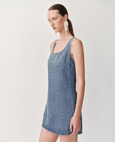  URBAN REVIVO - Đầm denim mini sát nách thời trang 