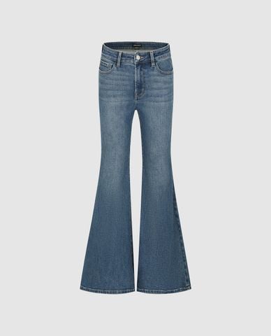  URBAN REVIVO - Quần jeans nữ ống loe thanh lịch 