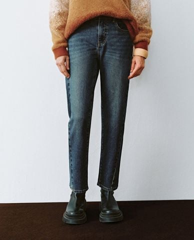  URBAN REVIVO - Quần jeans nữ ống đứng hiện đại 