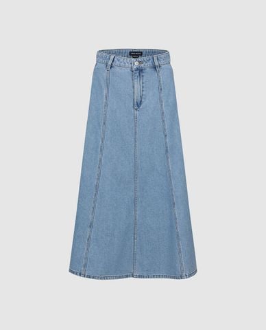  URBAN REVIVO - Chân váy denim phom midi thanh lịch 