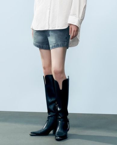  URBAN REVIVO - Quần short jeans nữ thời thượng 