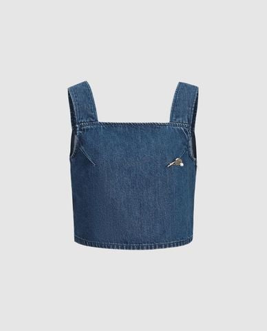  URBAN REVIVO - Áo croptop nữ phối khóa cài 