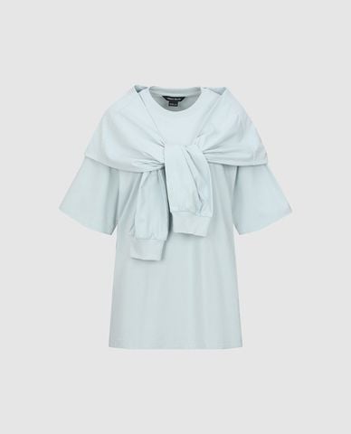  URBAN REVIVO - Áo thun nữ cổ tròn tay ngắn 2 In 1 Loose 