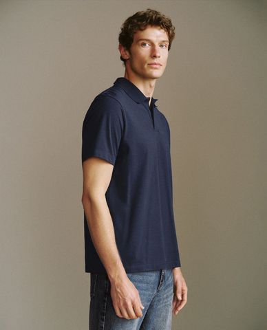  URBAN REVIVO - Áo polo nam cổ bẻ tay ngắn Button Half 