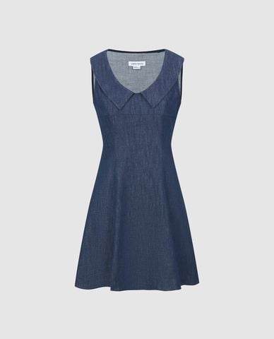  URBAN REVIVO - Đầm denim mini cổ Peter Pan 