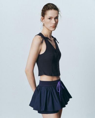  URBAN REVIVO - Áo sát nách nữ cổ V phối nơ 