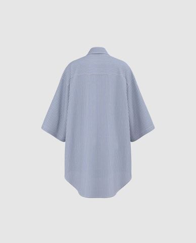  URBAN REVIVO - Áo sơ mi nữ cổ bẻ tay dài kẻ sọc 