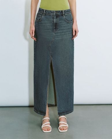  URBAN REVIVO - Chân váy denim midi thời thượng 