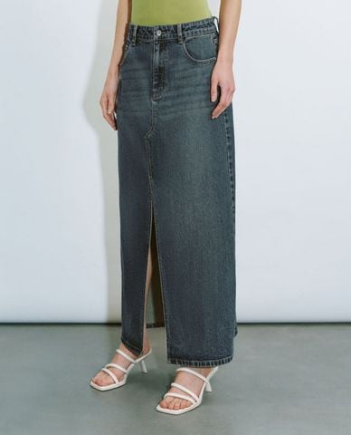 URBAN REVIVO - Chân váy denim midi thời thượng 