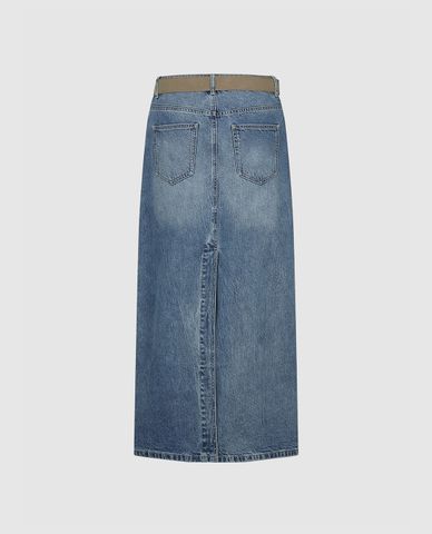 URBAN REVIVO - Chân váy denim mini phối thắt lưng 
