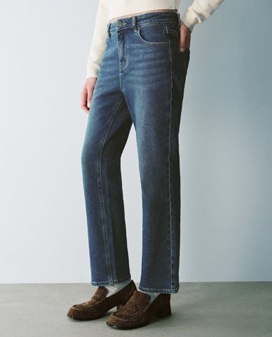  URBAN REVIVO - Quần jeans nữ ống đứng hiện đại 