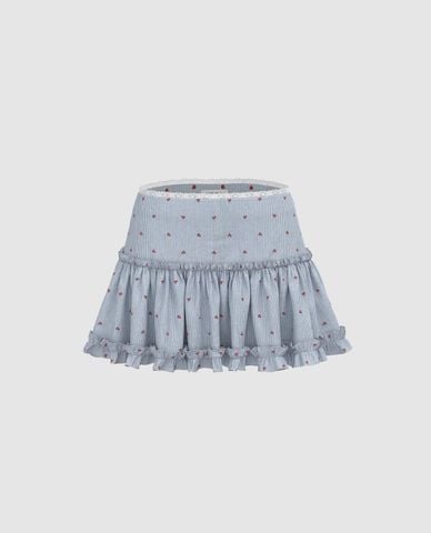  URBAN REVIVO - Chân váy xếp tầng mini Striped A Line 