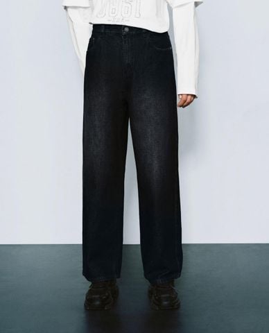  URBAN REVIVO - Quần jeans nam ống rộng thời thượng 