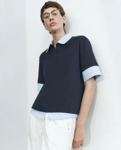  URBAN REVIVO - Áo polo nữ cổ bẻ tay ngắn Loose 