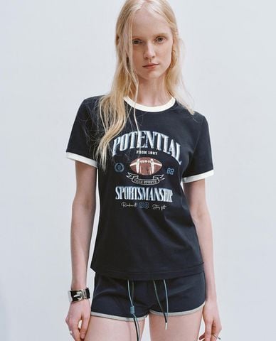  URBAN REVIVO - Áo thun nữ cổ tròn tay ngắn Printed 