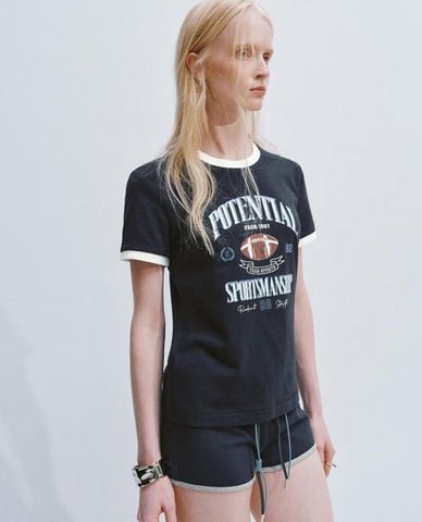  URBAN REVIVO - Áo thun nữ cổ tròn tay ngắn Printed 