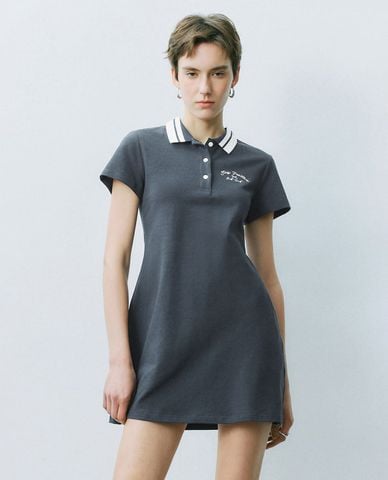  URBAN REVIVO - Đầm polo mini tay ngắn thời trang 