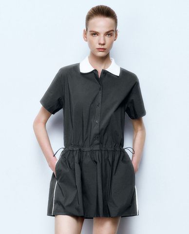  URBAN REVIVO - Đầm sơ mi mini cổ bẻ A Line 