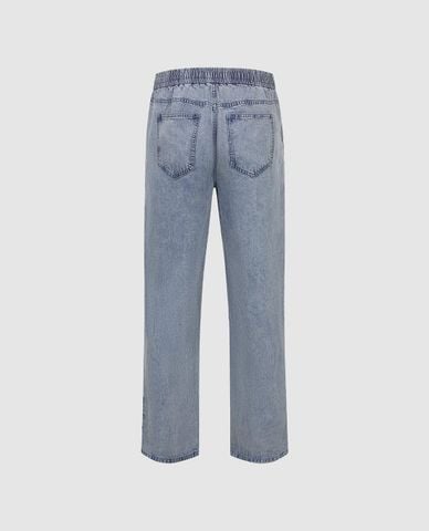  URBAN REVIVO - Quần jeans nam ống đứng lưng thun 