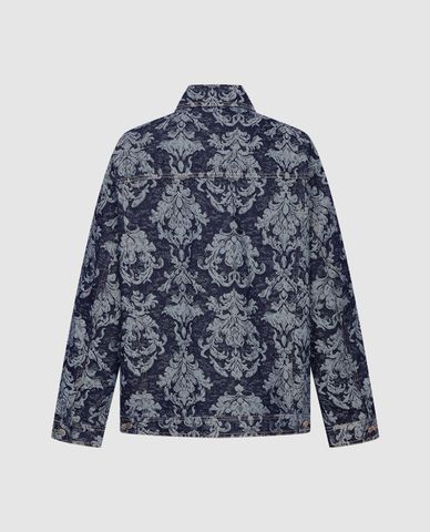  URBAN REVIVO - Áo khoác denim nam in hoa văn 