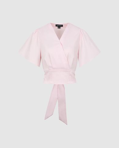  URBAN REVIVO - Áo kiểu nữ cổ V tay ngắn Overhead 