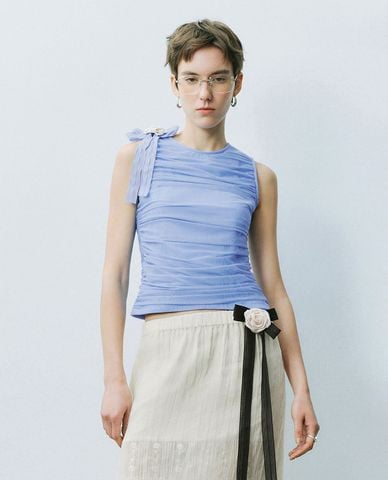  URBAN REVIVO - Áo sát nách nữ cổ tròn Bow Décor 