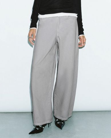  URBAN REVIVO - Quần jeans nữ ống rộng thanh lịch 