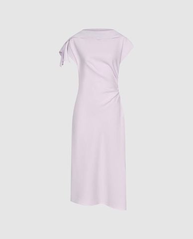  URBAN REVIVO - Đầm midi phối nếp gấp Ruched 