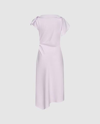 URBAN REVIVO - Đầm midi phối nếp gấp Ruched 