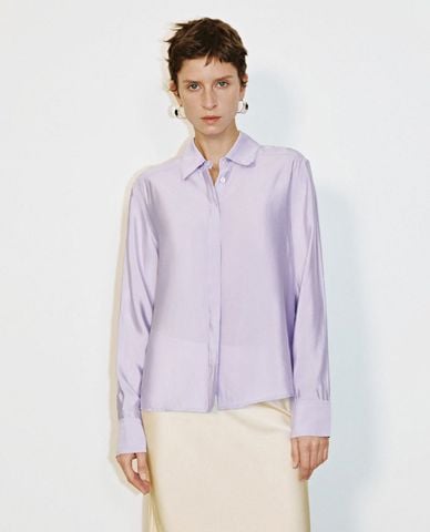  URBAN REVIVO - Áo sơ mi nữ cổ bẻ tay dài hiện đại 