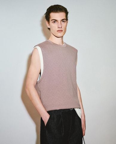  URBAN REVIVO - Áo ba lỗ nam cổ tròn hiện đại 