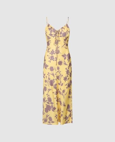  URBAN REVIVO - Đầm hai dây midi Floral Cami 