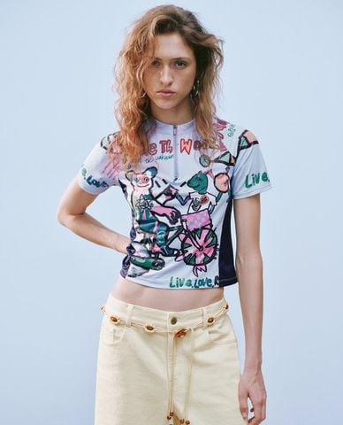  URBAN REVIVO - Áo thun nữ cổ tròn tay ngắn Printed 