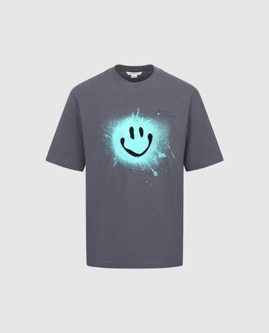  URBAN REVIVO - Áo thun nam cổ tròn tay ngắn phối họa tiết 