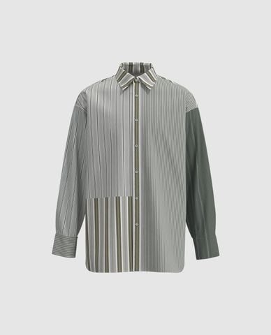  URBAN REVIVO - Áo sơ mi nam cổ bẻ tay dài Striped 