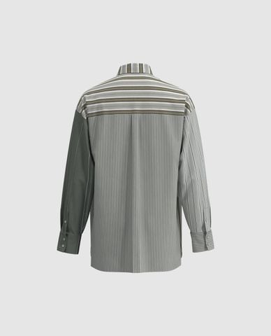  URBAN REVIVO - Áo sơ mi nam cổ bẻ tay dài Striped 