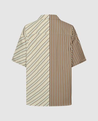  URBAN REVIVO - Áo sơ mi nam cổ bẻ tay ngắn Striped 