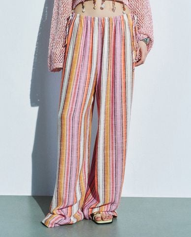  URBAN REVIVO - Quần nữ ống rộng kẻ sọc Loose 