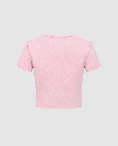  URBAN REVIVO - Áo croptop nữ tay ngắn in hoạ tiết 