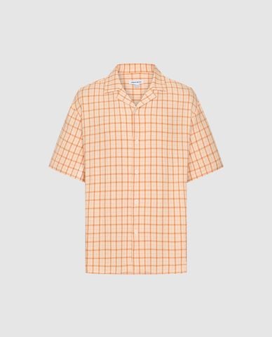  URBAN REVIVO - Áo sơ mi nam cổ bẻ tay ngắn kẻ caro 