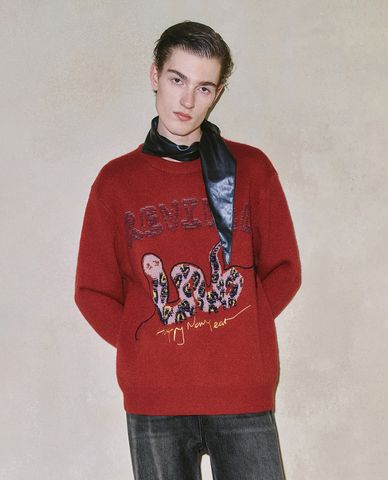  URBAN REVIVO - Áo sweatshirt nam cổ tròn tay dài 