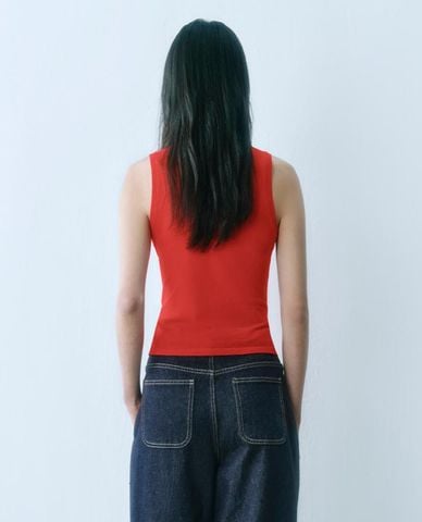  URBAN REVIVO - Áo sát nách nữ phối dây buộc eo 