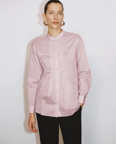  URBAN REVIVO - Áo sơ mi nữ cổ tròn tay dài thanh lịch 