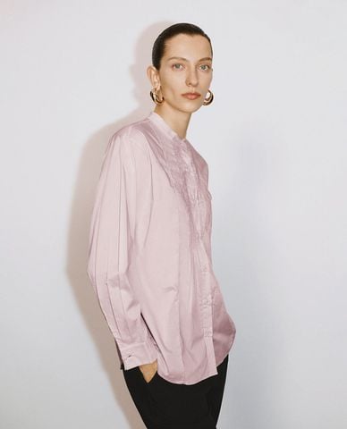  URBAN REVIVO - Áo sơ mi nữ cổ tròn tay dài thanh lịch 