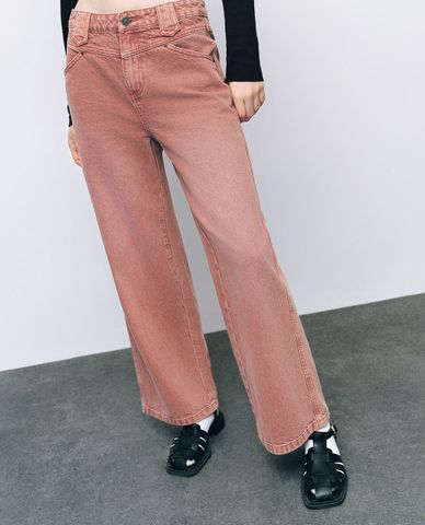  URBAN REVIVO - Quần jeans nữ ống rộng cá tính 