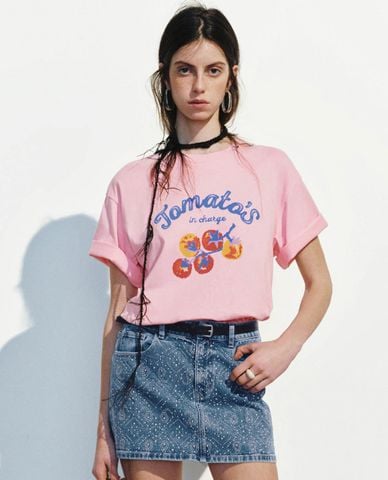  URBAN REVIVO - Áo thun nữ cổ tròn tay ngắn Printed 