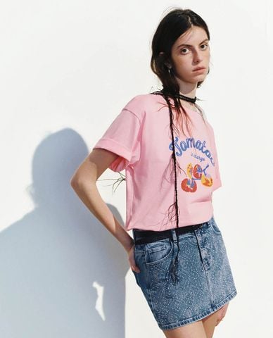  URBAN REVIVO - Áo thun nữ cổ tròn tay ngắn Printed 