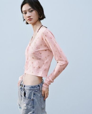  URBAN REVIVO - Áo khoác cardigan nữ Floral Knitted 