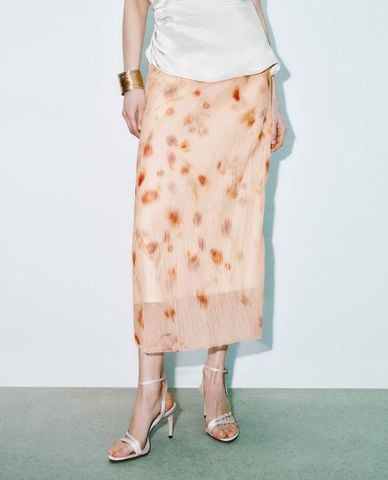  URBAN REVIVO - Chân váy phom suông midi in hoạ tiết 