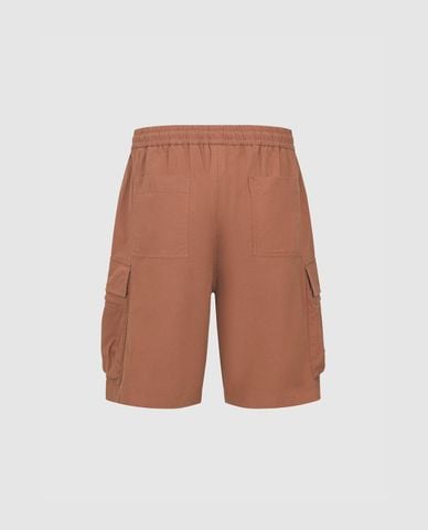  URBAN REVIVO - Quần short nam ngang gối phối dây rút 